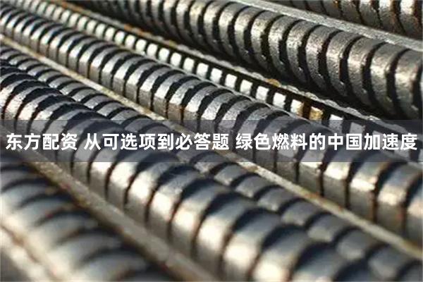东方配资 从可选项到必答题 绿色燃料的中国加速度